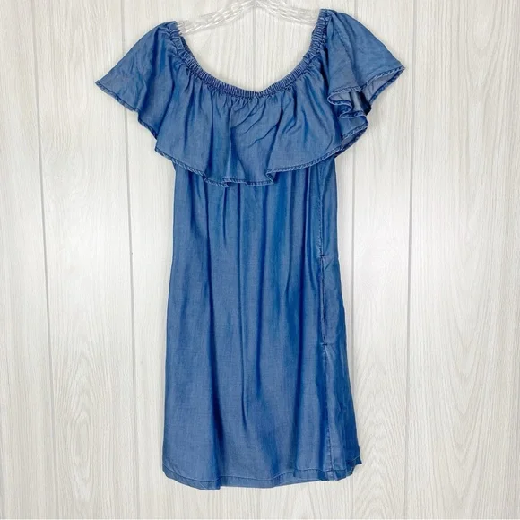 Tommy Bahama | Chambray Off The Shoulder Mini Dress Size XS - Picture 2 of 12